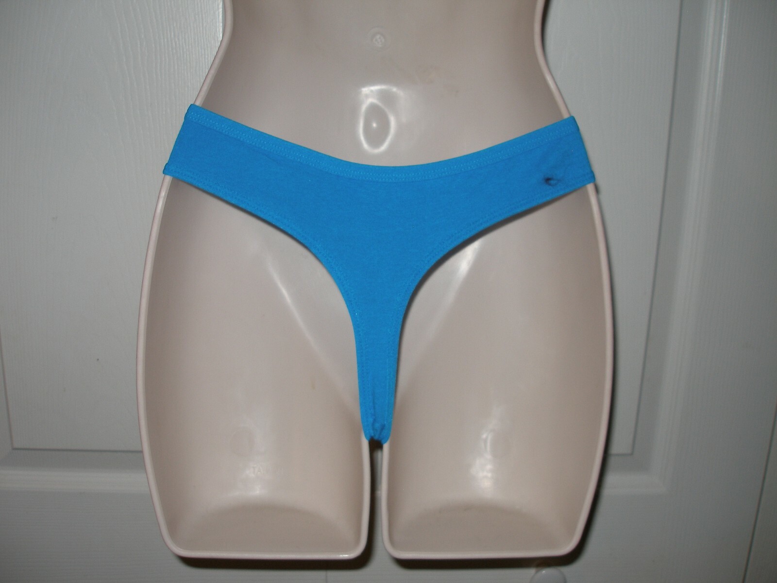 FUDE Women’s Large Thong Panties Turquoise with Black Lace Trim NWT