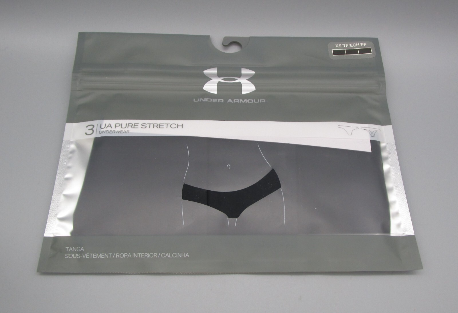 UNDER ARMOUR~X-SMALL~3 Pack Black UA Pure Stretch Thong Panties
