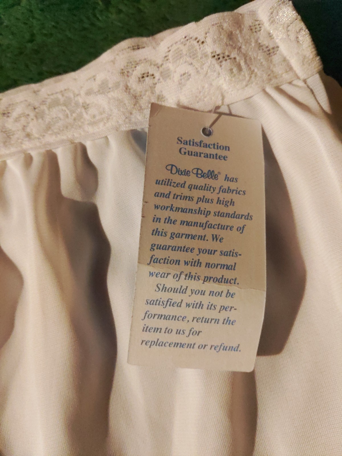 Dixie Belle Nylon Brief Panty Lace Waist Semi Sheer White #1252 Size 9 New