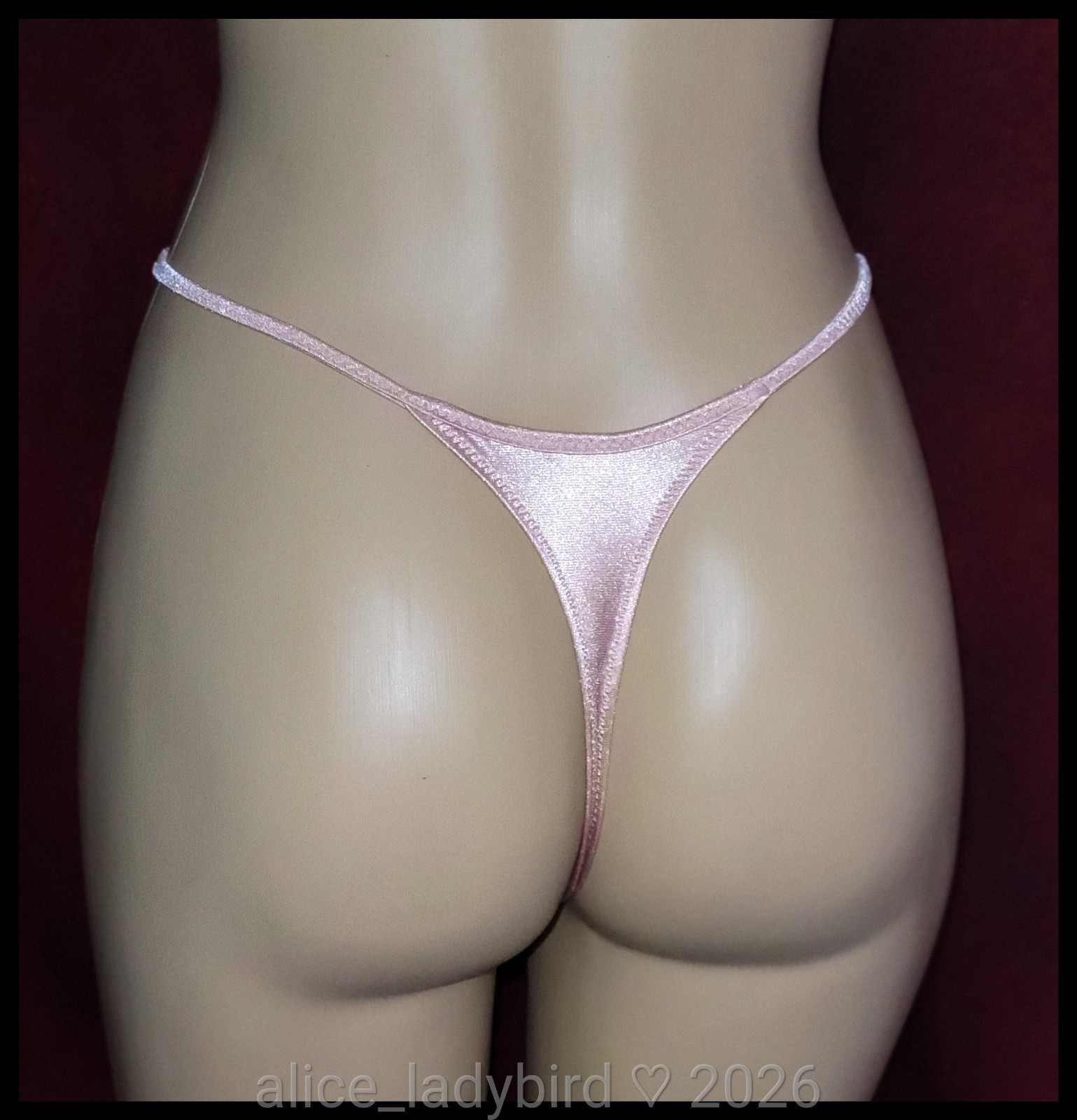 Vintage RENE ROFE Y2k Thong PANTY Second Skin SATIN String Bikini LACE Bow ~M/L