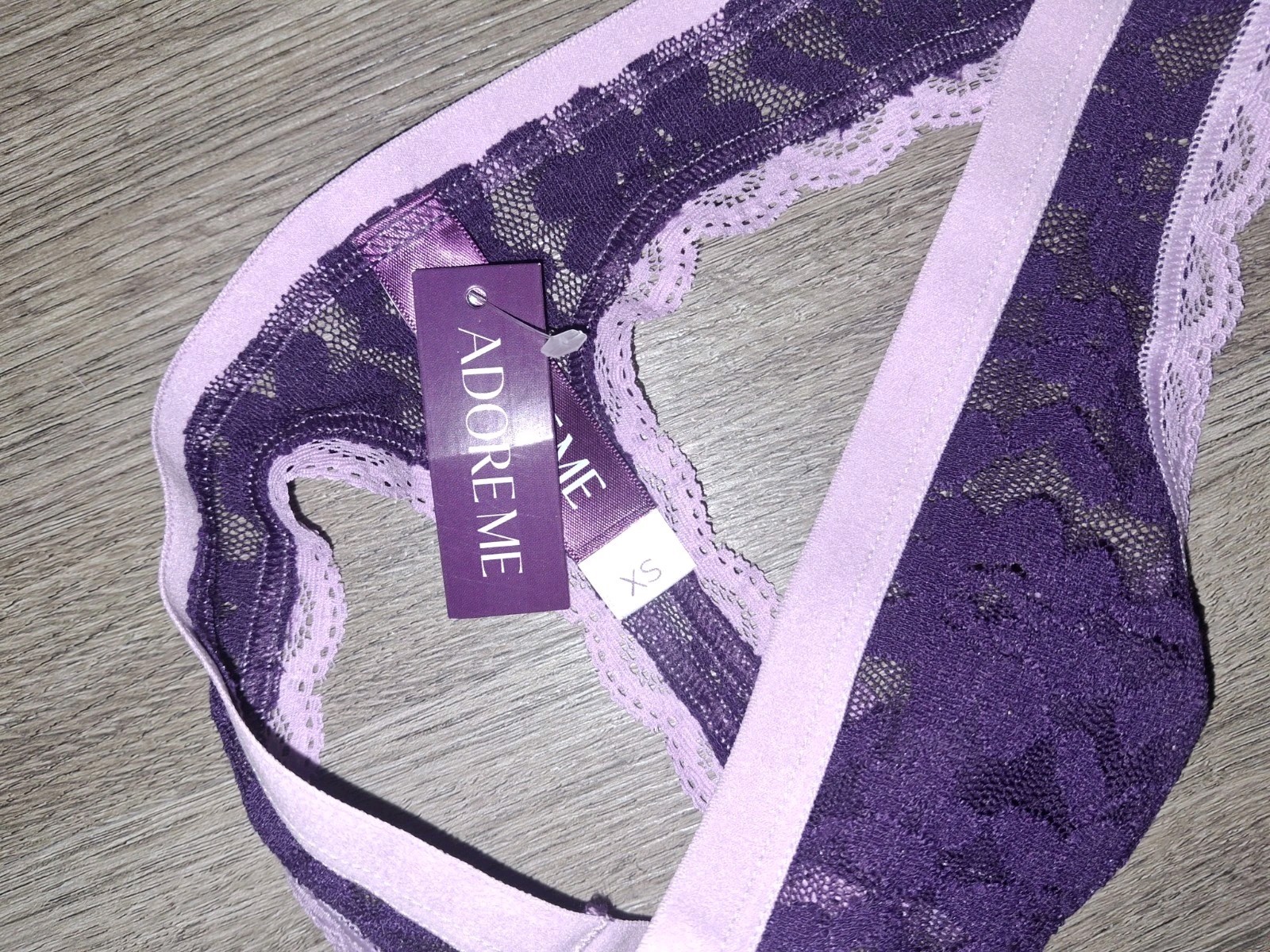Adore Me/VS Floral Lace Thong Panty NEW XS 2tone Purple
