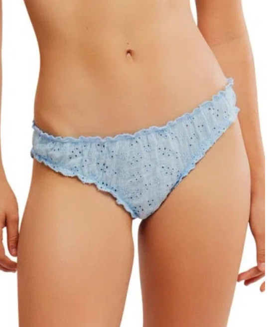 Intimately FP Home Grown Stretch Cotton Eyelet Panties Misty Blue Size XL 01029