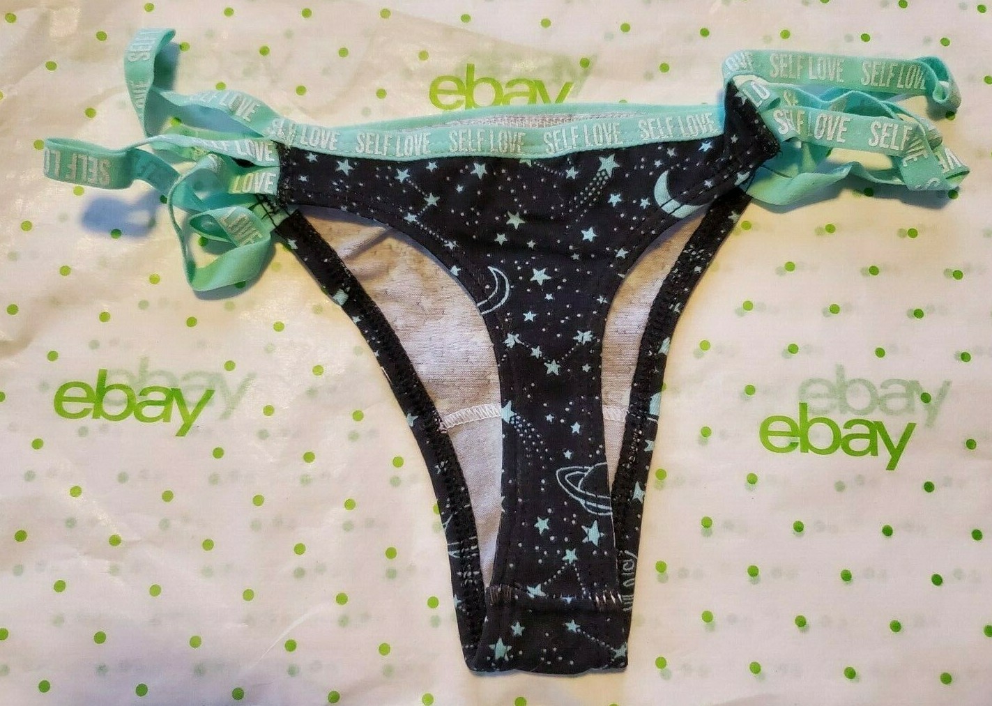 Rue 21 Women’s Thong Panties X-LARGE Strappy Sides Self Love Moon Stars Sun