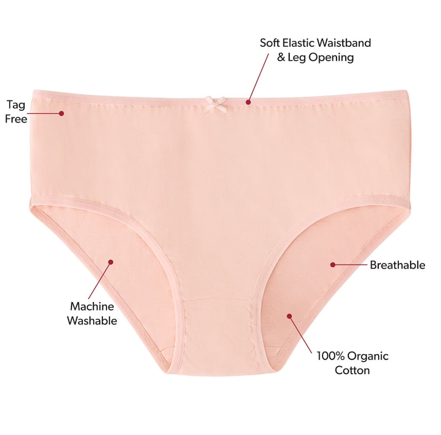 Member’s Mark Girls 7-Pack Organic Cotton Briefs Lilac Butterfly Print Size 4-16