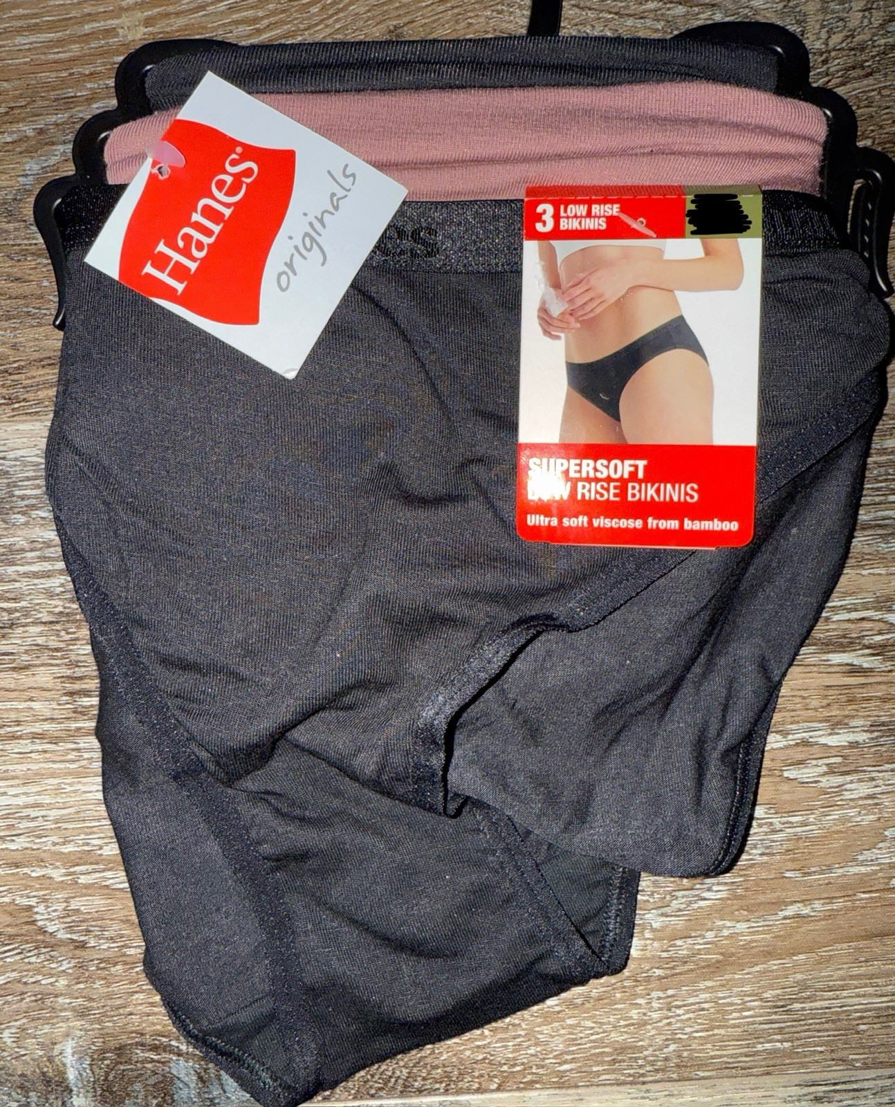 Hanes Originals 3-Pair Womens Low Rise Bikinis Underwear Bamboo Viscose (A), 2XL