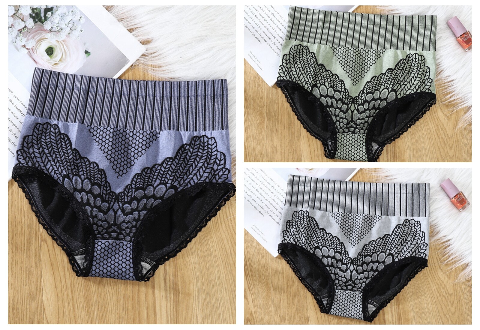 3/4/7Pcs/lot Women Sexy Lace Briefs Temptation high-waist Panties Thong Knickers