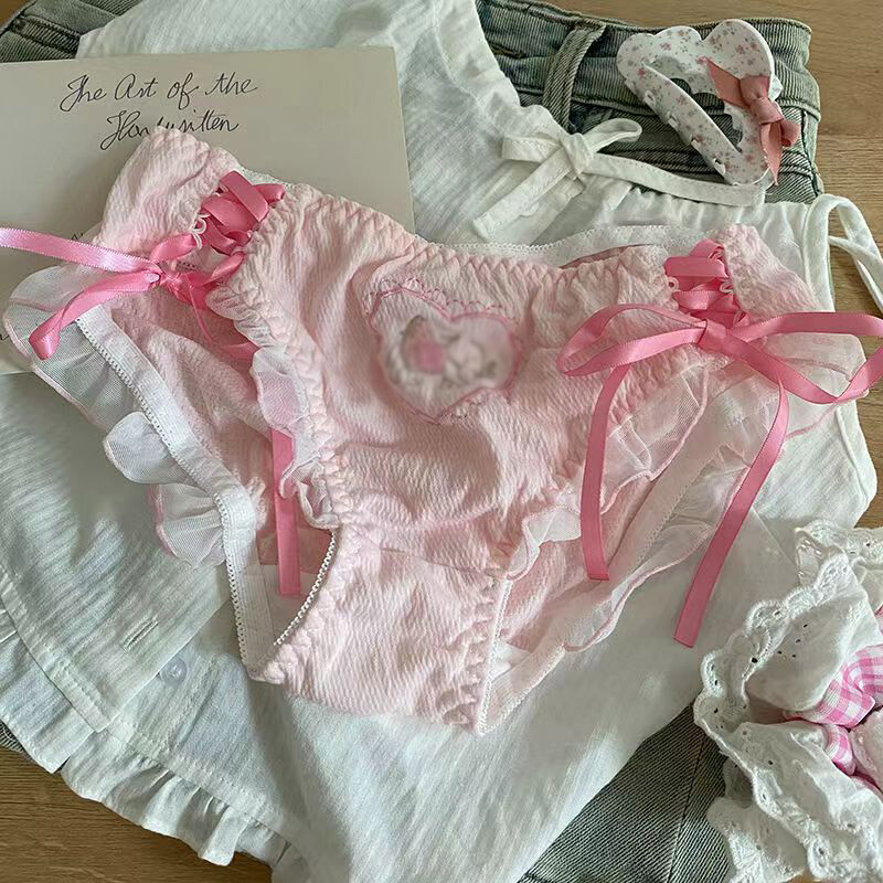 Cute Students Lolita Girls Underwear Panties Briefs Bow School Japanese Knickers
