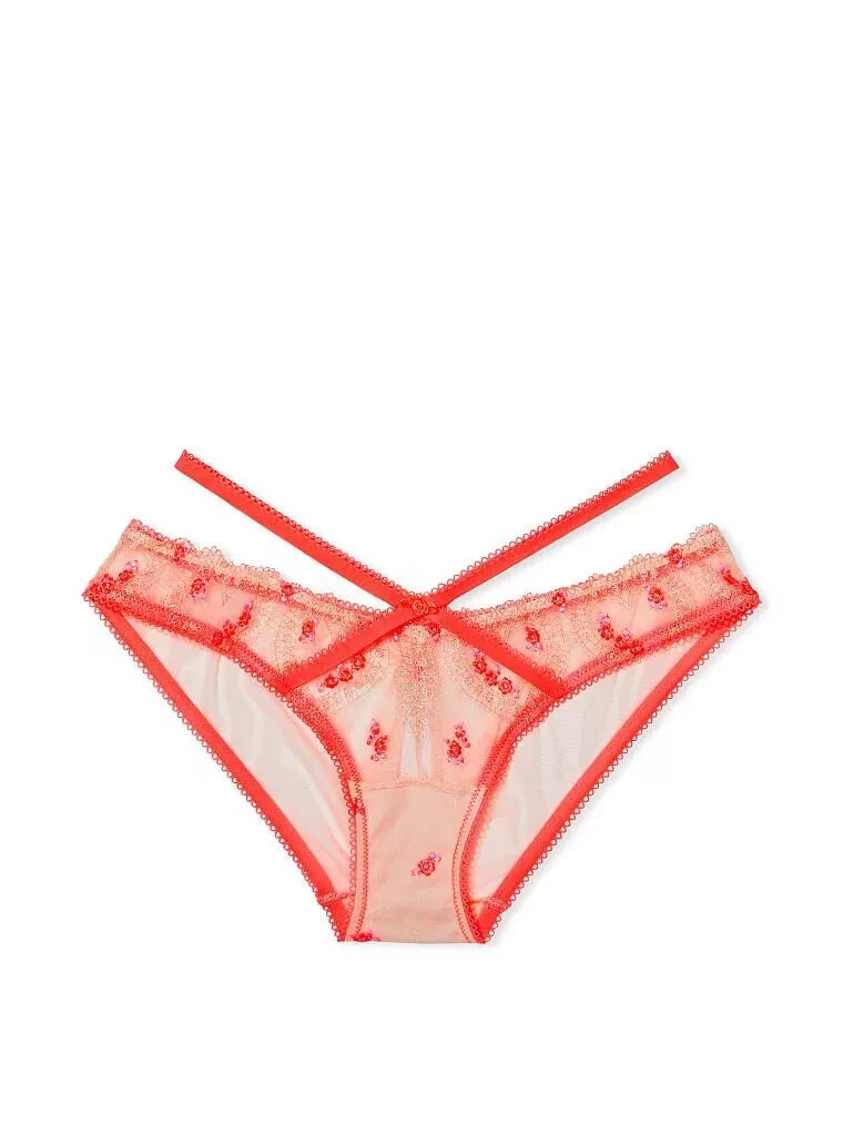Victoria’s Secret Dream Angels XL Heart Embroidery Keyhole Cheekini Panty Coral