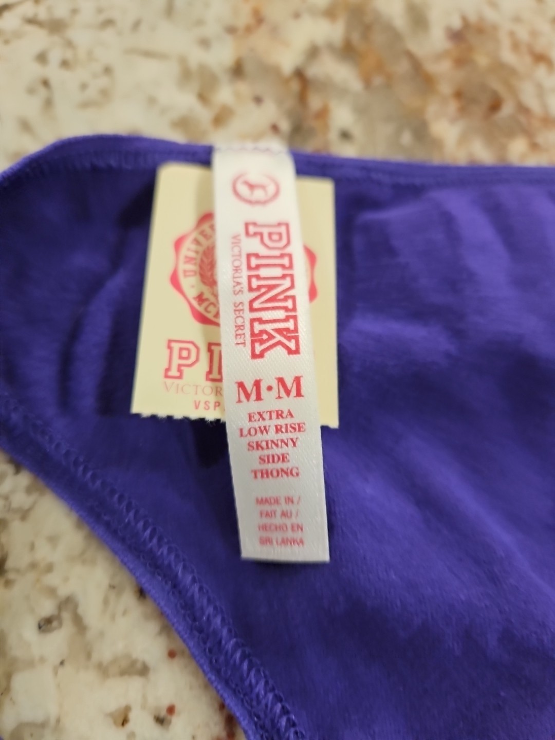 True Vintage Victoria’s Secret I ❤️ Pink Glitter Logo “LOVE PINK” Thong Medium