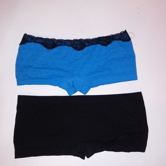 Set of 2 Boyshort Panty Black Gold Blue Dots Large XL