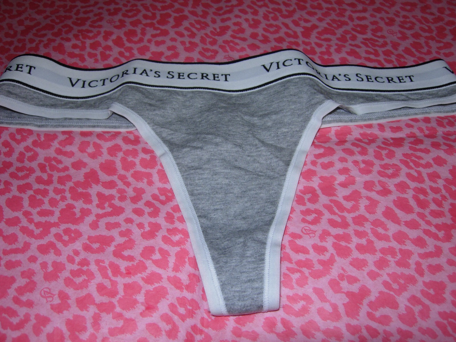 Victoria’s Secret Sexy Thong Logo Band Lingerie Thong Gray Pantie L XL XXL NWT