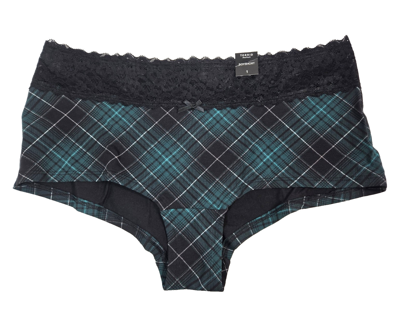 Women Panty Torrid size 1 New With Tags Cotton Boyshort Mid Rise Lace Trim 14/16