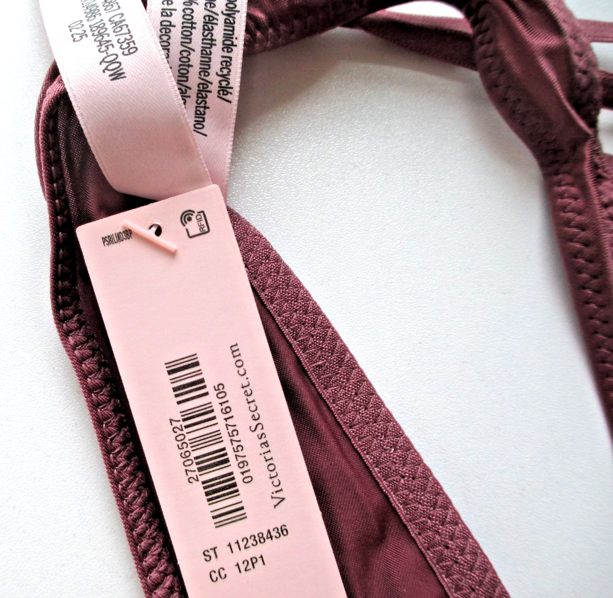 VICTORIA’S SECRET VERY SEXY High Leg Strappy Back Thong Panty Mauve Purple Vapor
