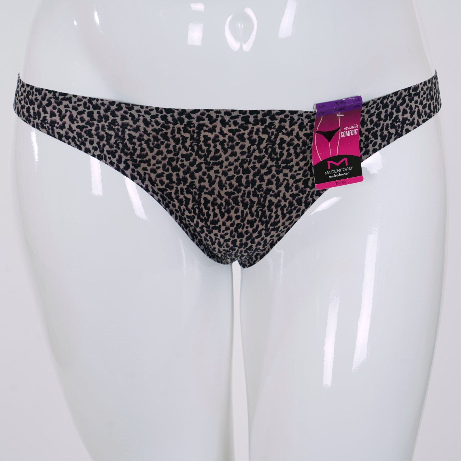 MAIDENFORM Women’s Size 2XL/9 LEOPARD Print INVISIBLE COMFORT THONG Panty #40149