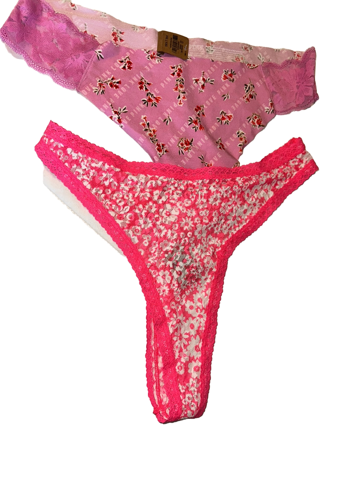 Victoria’s Secret PINK (2) Pair Size 2X Purple & Pinks Thong Panties