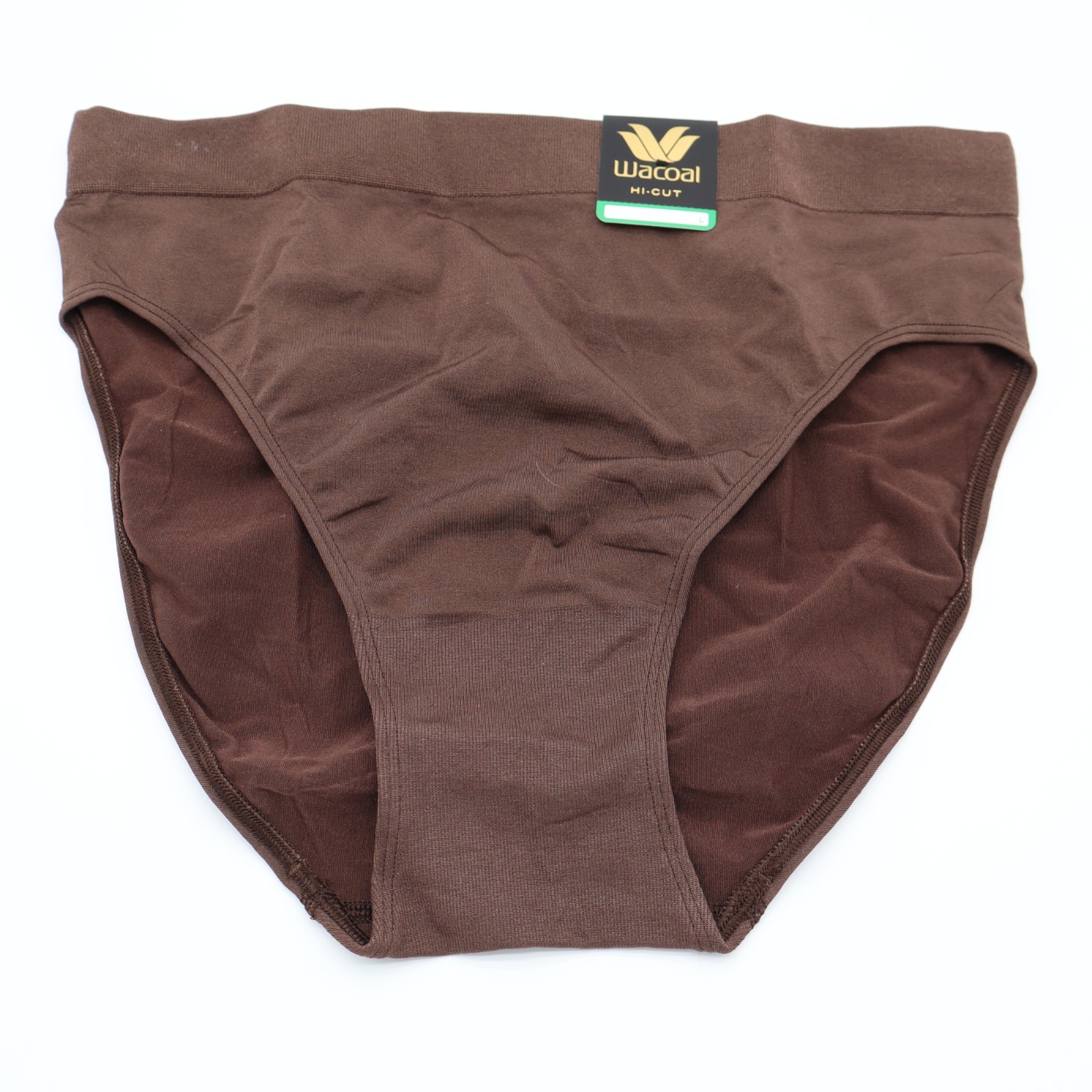 Wacoal B-Smooth Hi Cut Brief Panty Womens Large Hot Fudge Stretch Nylon Ribbed