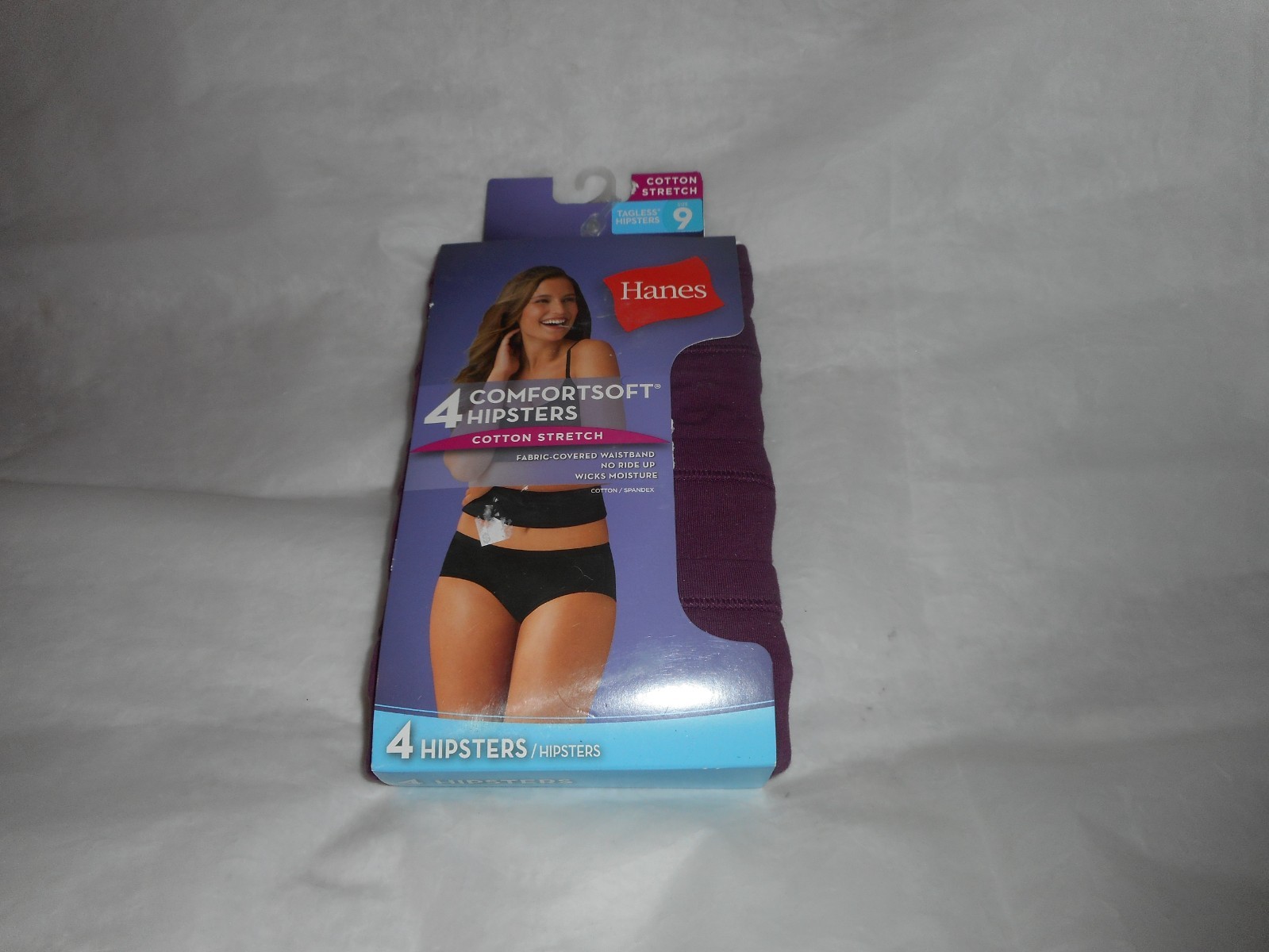 Hanes 4 Pack Comfortsoft Burgandy Hipster Women’s Cotton Stretch Panty Size 9