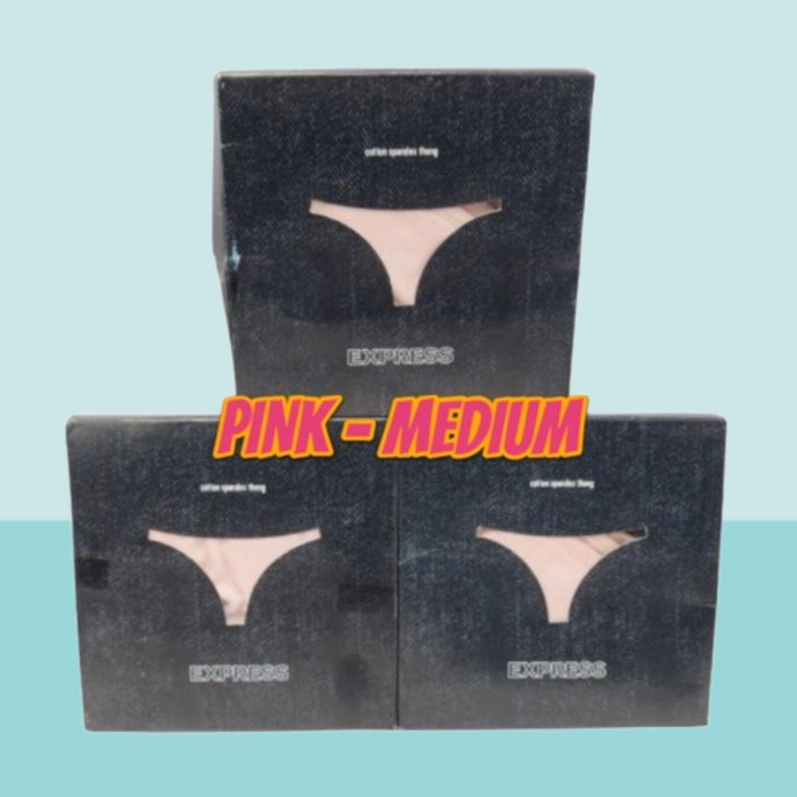 EXPRESS INTIMATES COTTON SPANDEX THONG PANTY PINK SIZE MEDIUM BOXED LOT OF 3