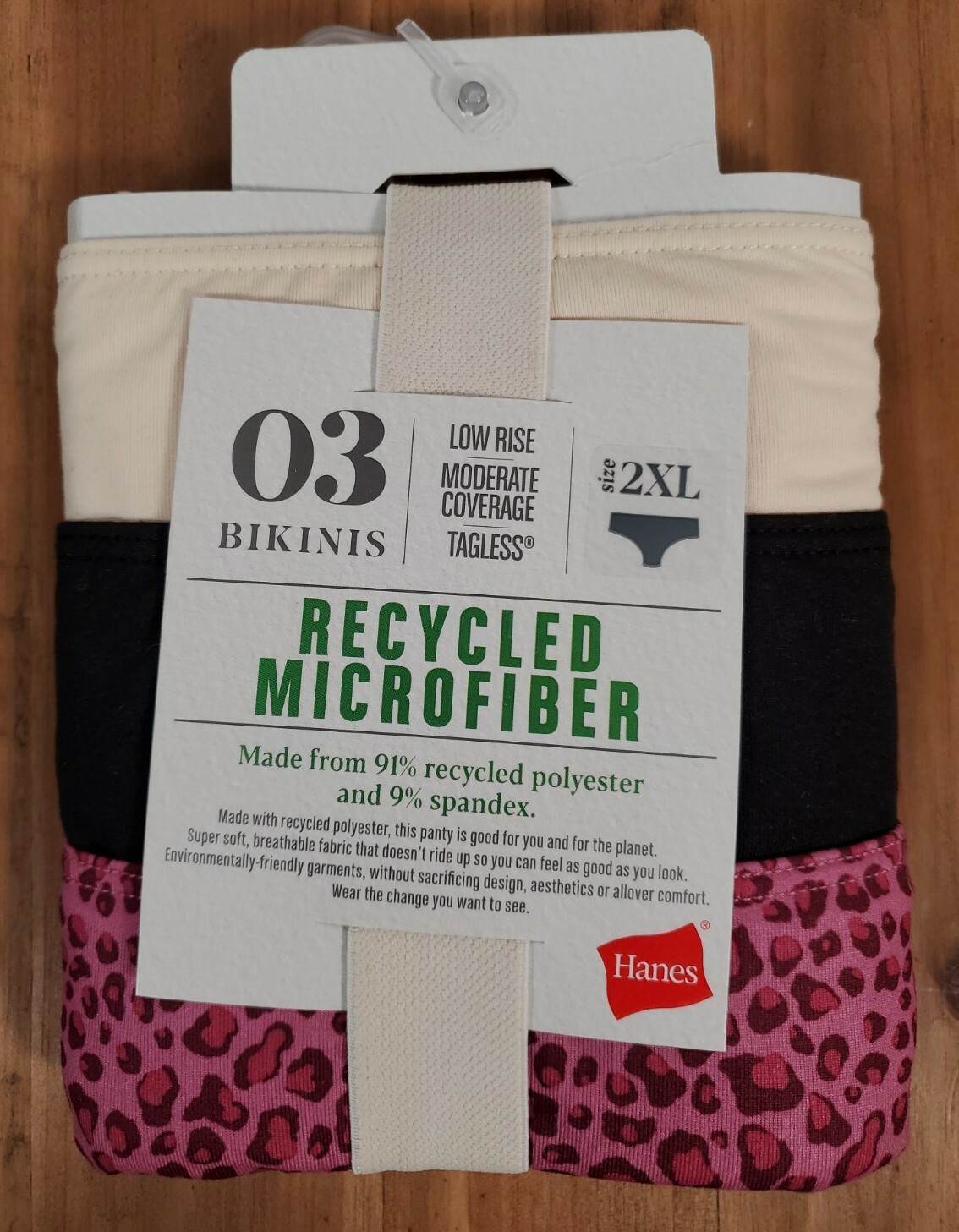 Hanes BIKINIS 2XL Recycled Microfiber 3-Pack Low Rise Tagless NEW