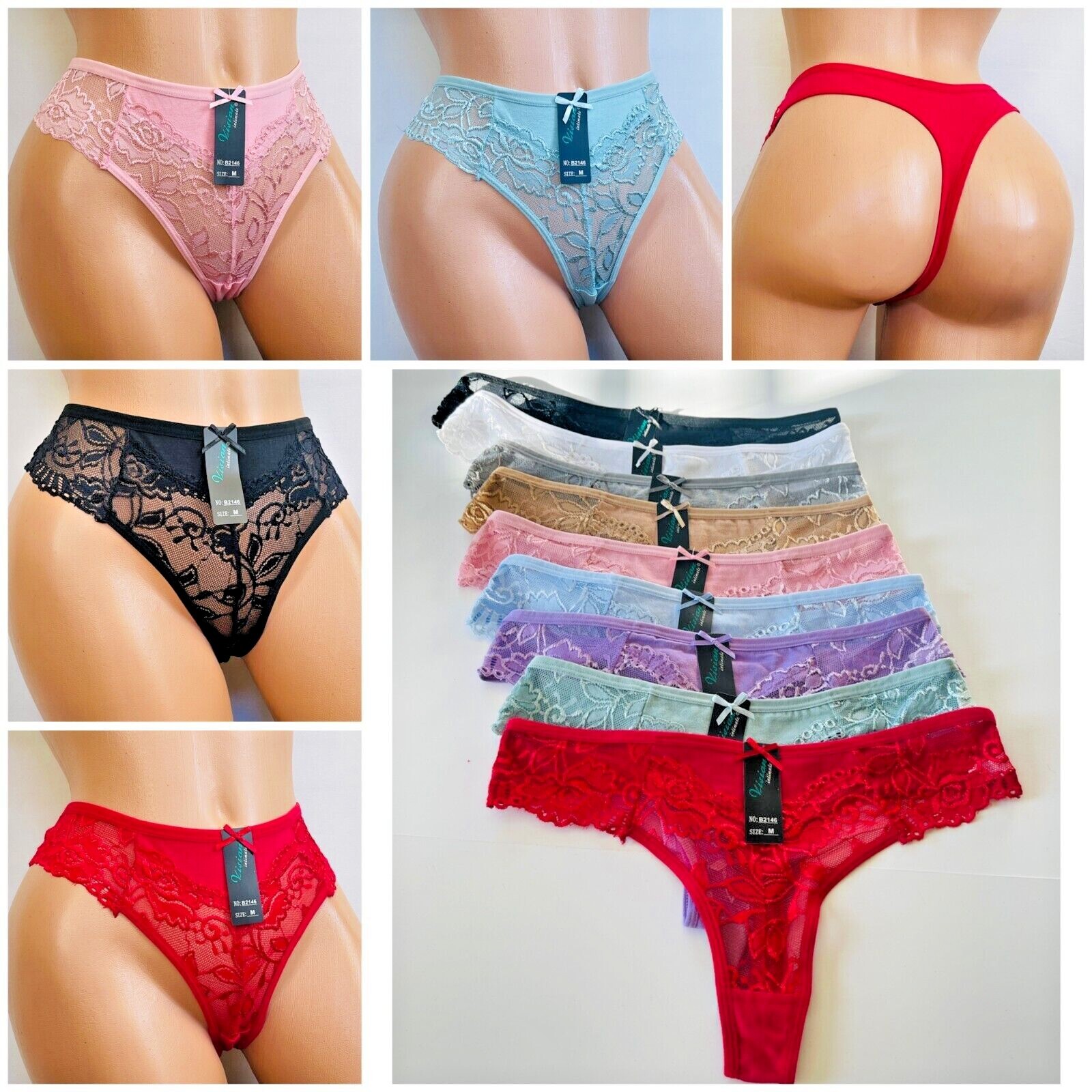 6/12 Women Lace Underwear Lingerie Sexy Panty G-string Brief Thongs Sleepwear 46