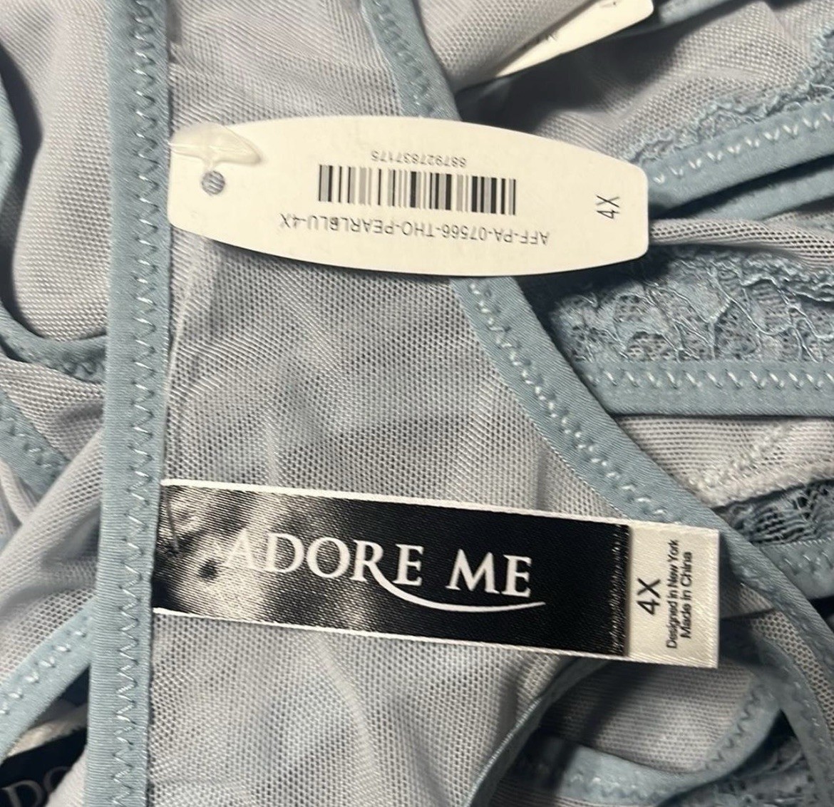 Adore Me Panty Sz 4XL Sky Blue Thong Lace Feminine Sexy Fairy Cottagecore