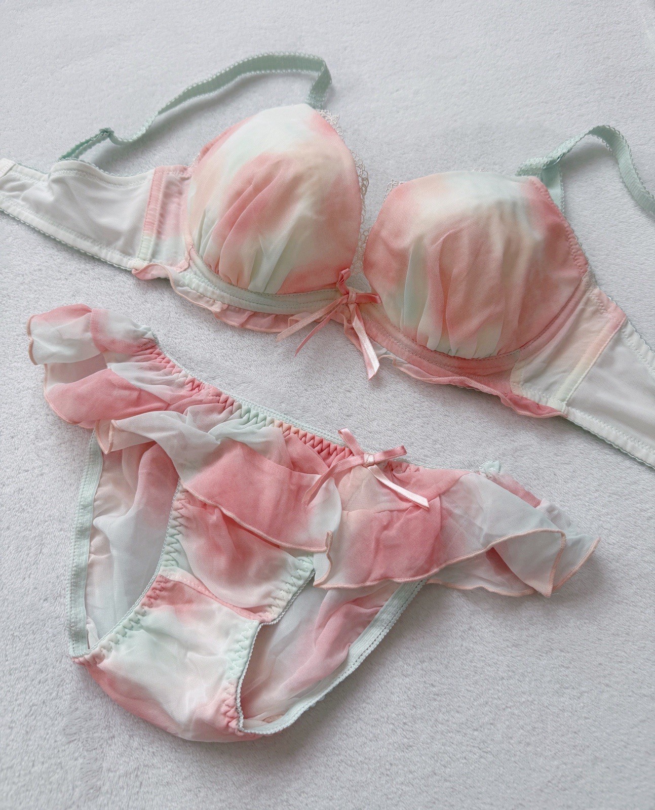 US-S/JP-M Japanese Brand Risa Magli Tie Dye Chiffon Ruffles Satin Bow Panties