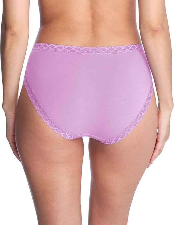 Natori L26513 Light Orchid Bliss Lace-Trim Cotton French-Cut Brief Size XXL