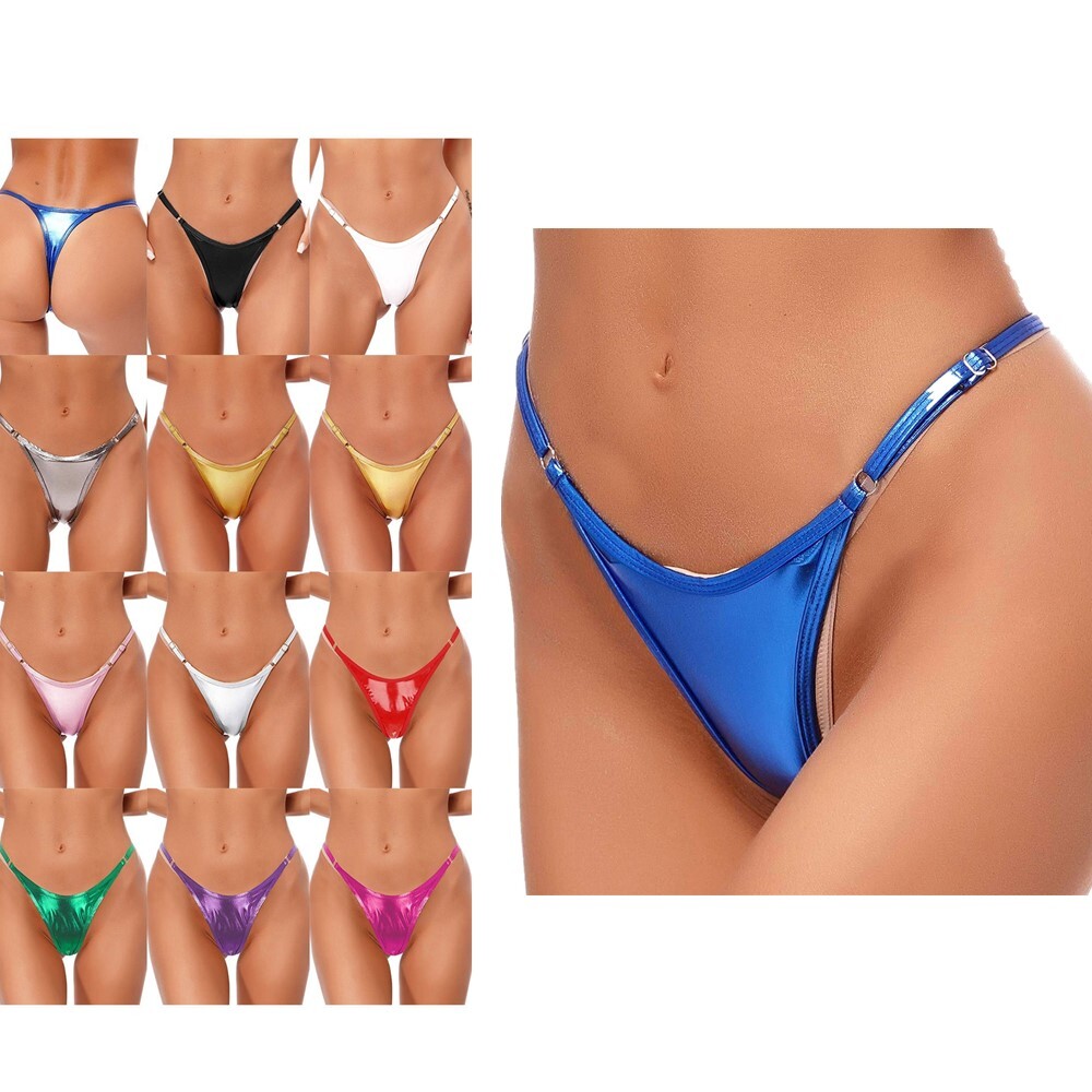 Women Shiny G-String Thong Sexy Micro Panties Briefs T-Back Bikini Swimsuit