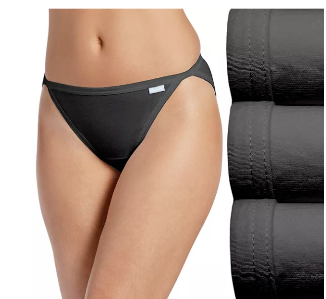 Women Jockey 3-Pack String Bikinis ( Black) 100% Cotton Comfort Panty Underwear