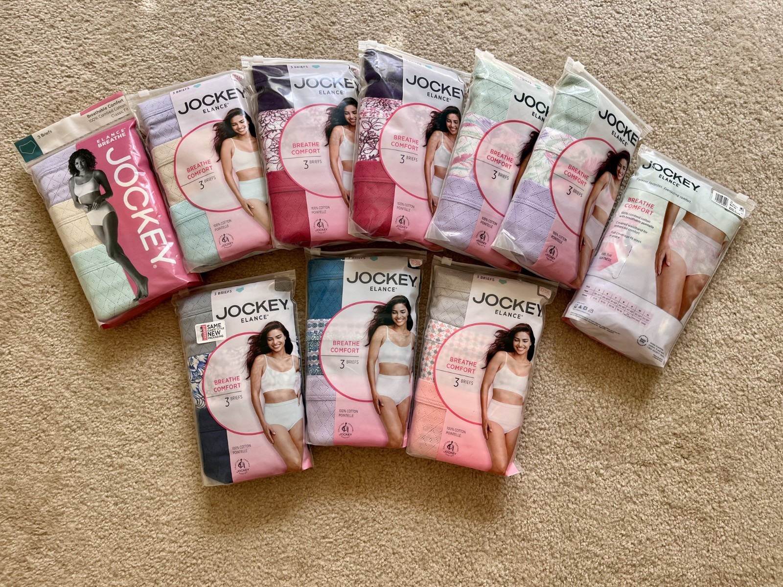 Women’s Size 10 Briefs, Jockey Elance Underwear, 100% Cotton, 3 Pack – NEW