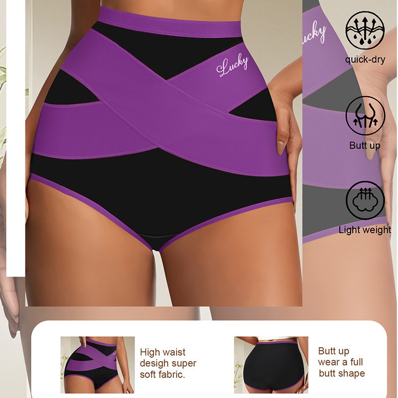 Ladies High Waist Tummy Control Panties Shaping Cross Strap Briefs Women