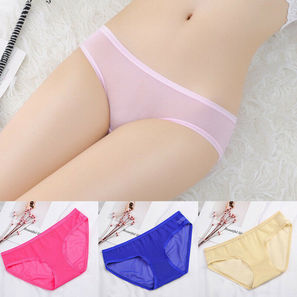 Women’s Low-Waist Transparent Mesh Briefs Seamless Panties Sexy Lingerie Knicker