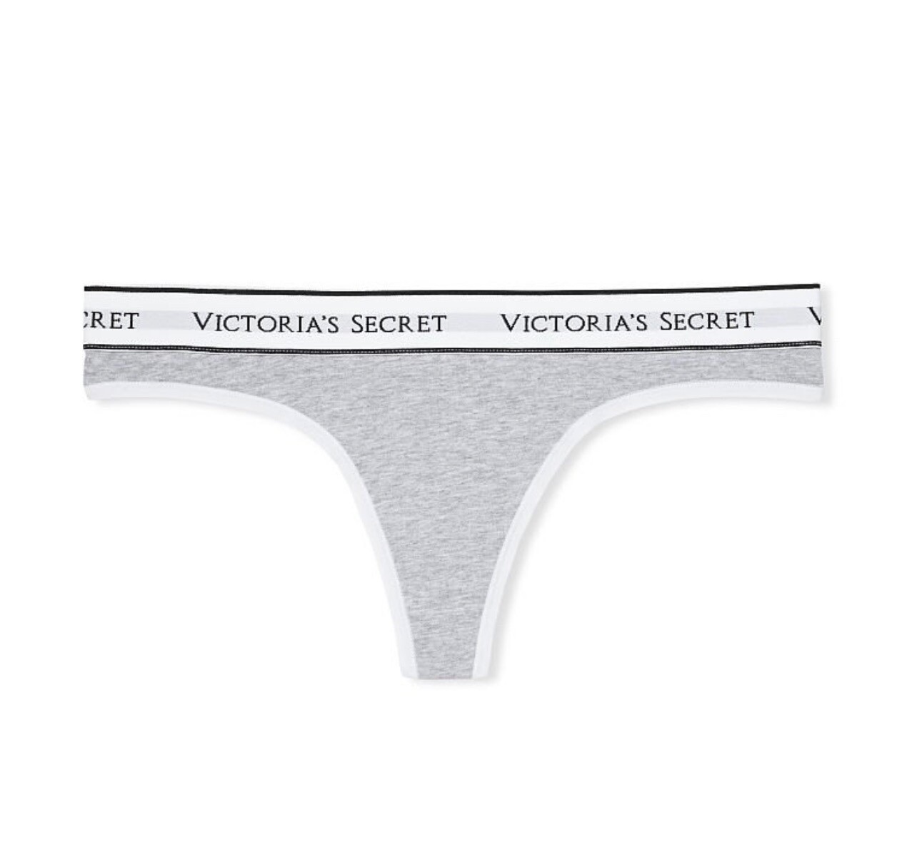 VICTORIA’S SECRET Logo Cotton Thong Panty S Size New With Tags Heather Gray
