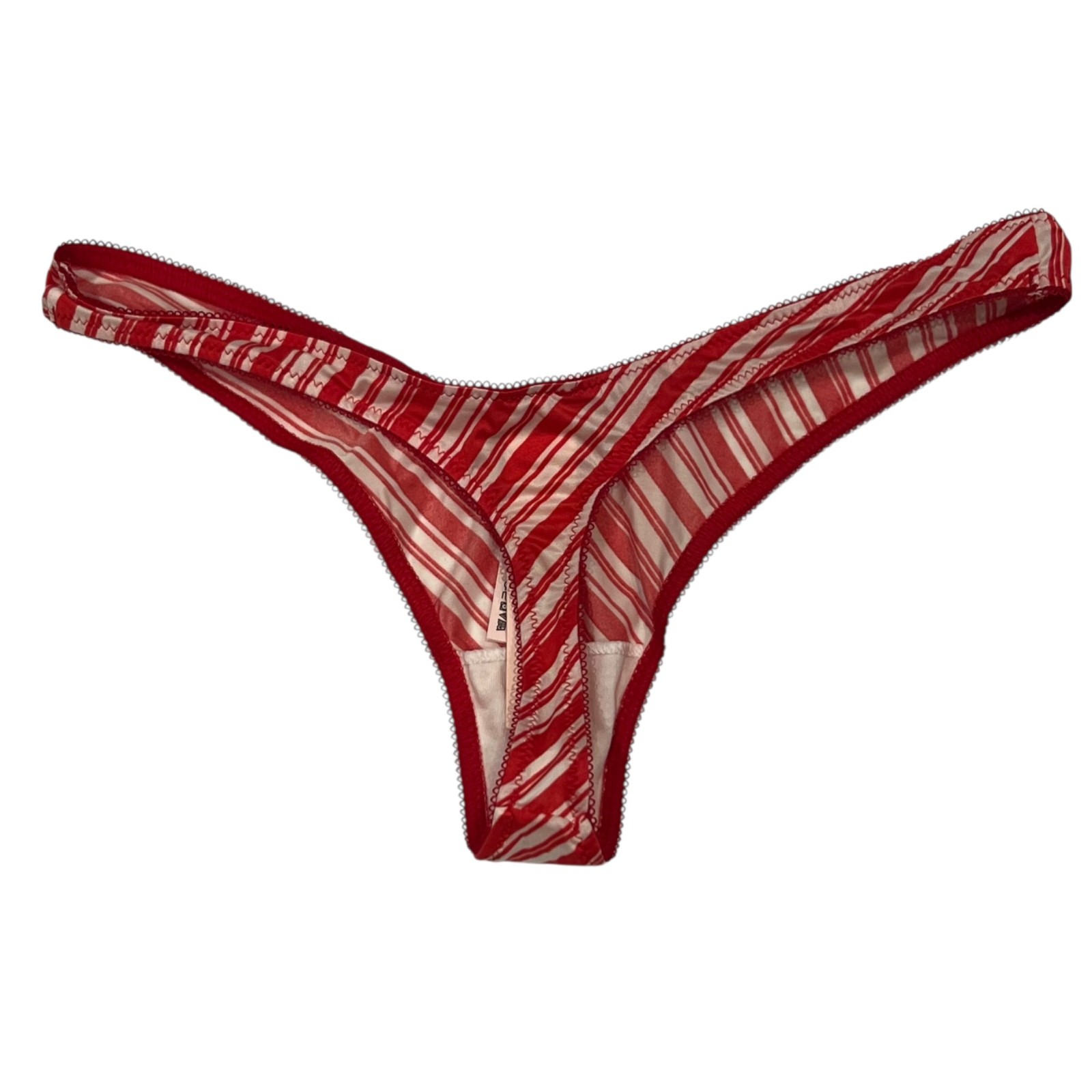 NWT VICTORIA’S SECRET High Leg Thong Sz XS-M-L-XL Red White Silky Stripes