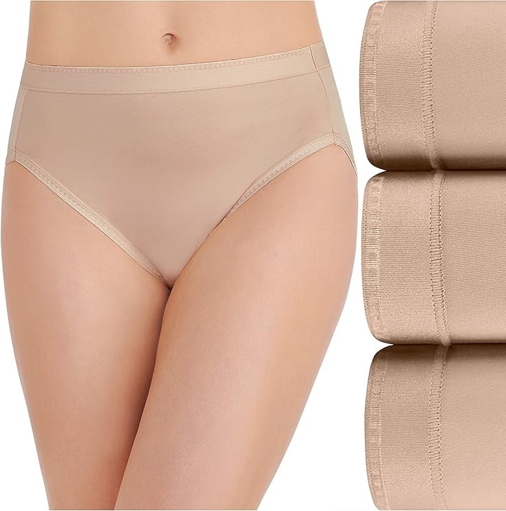 3 Pack Vanity Fair 13164 Comfort Where It Counts Hi-Cut Panty Beige Size ~9
