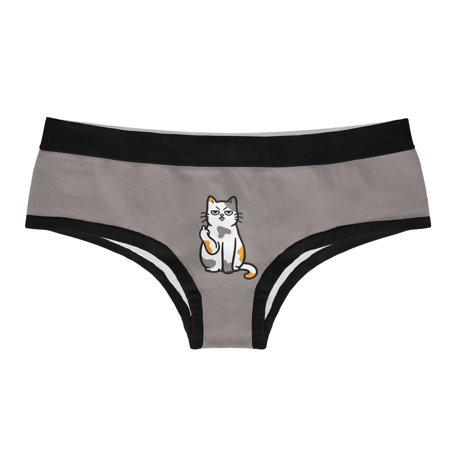 Cat Middle Finger Womens Panties Funny Graphic Bikini Brief Underwear for Ladies