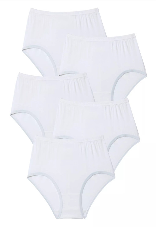 5pk Comfort Choice Plus Sz 16 White Cotton Briefs Panties UNDERWEAR NWOT