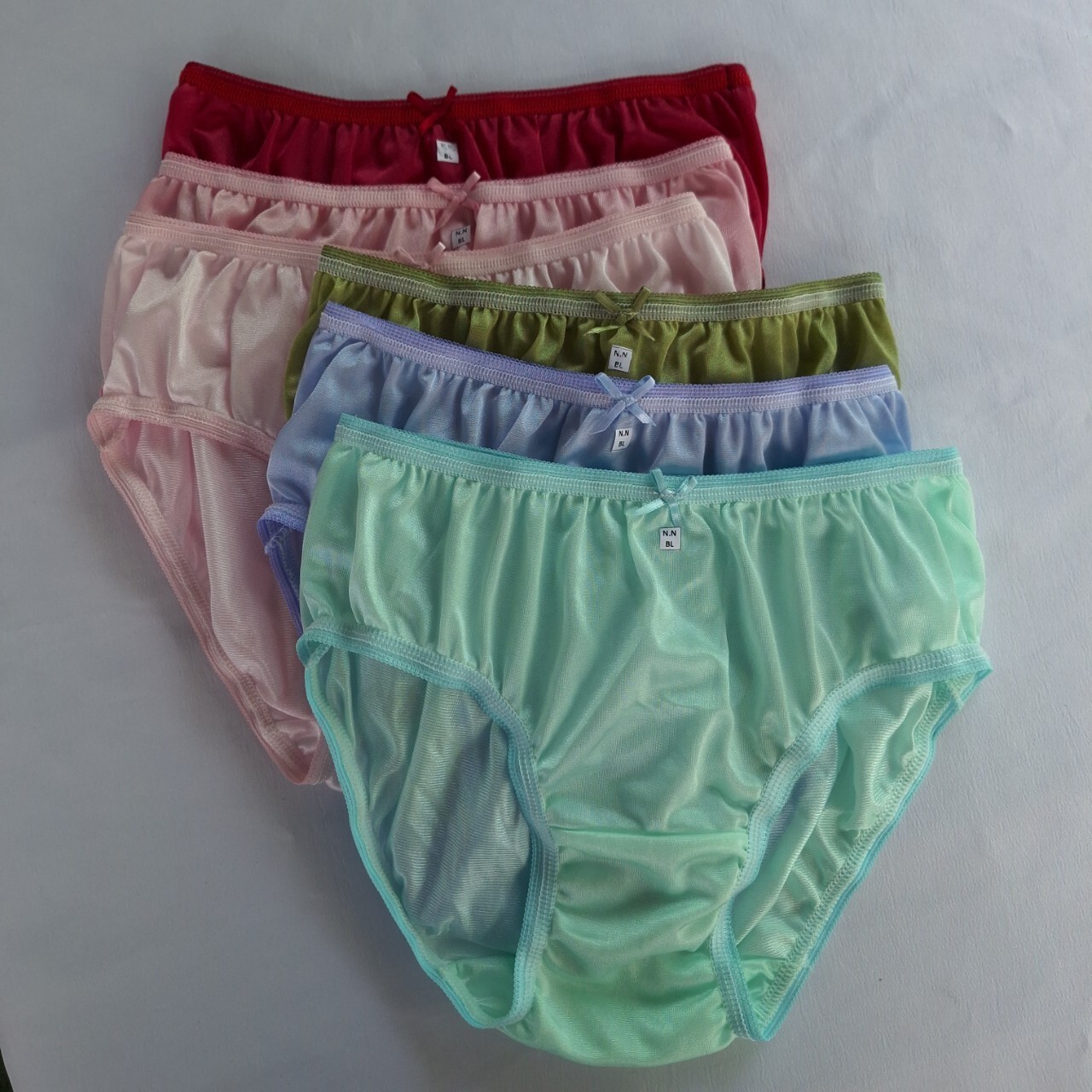 6 Bikini Panties Women Mens Nylon Vintage Silky Soft Light Briefs Hip 32″-38″L