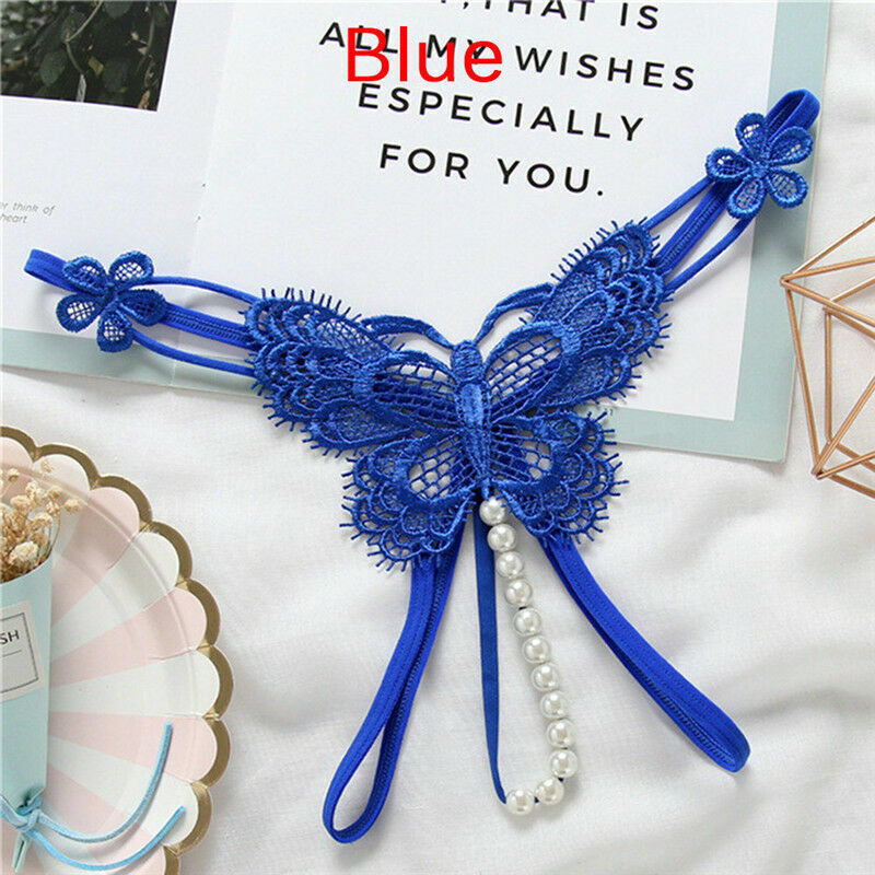 Womens Sexy Crotchles Pearl Panties Thong G string Lingerie Lace Underwear Brief