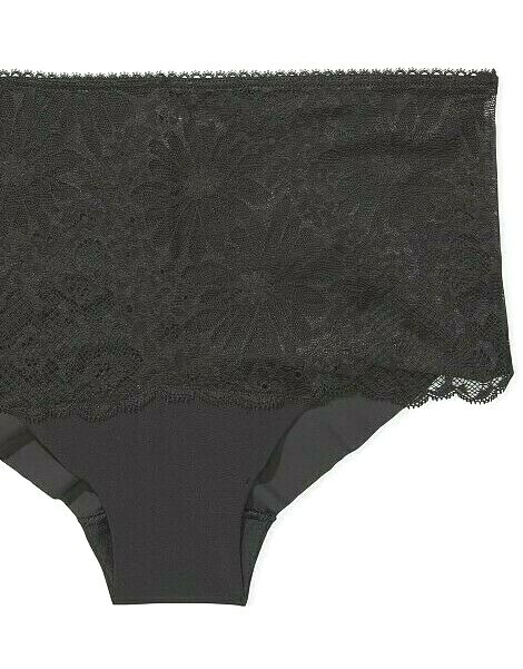 M Black Floral Lace Front NOSHOW Victorias Secret High Waist Midi Brief Panty