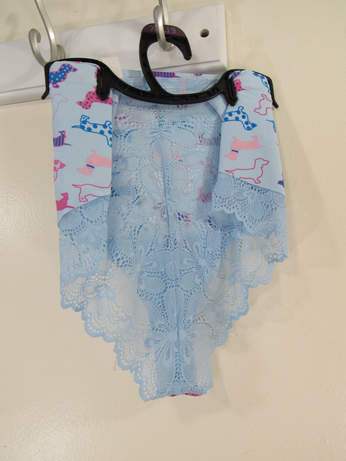 New No Bo Micro & Lace Ultra Cheeky Size XXL 19 Blue Dogs Back Lace