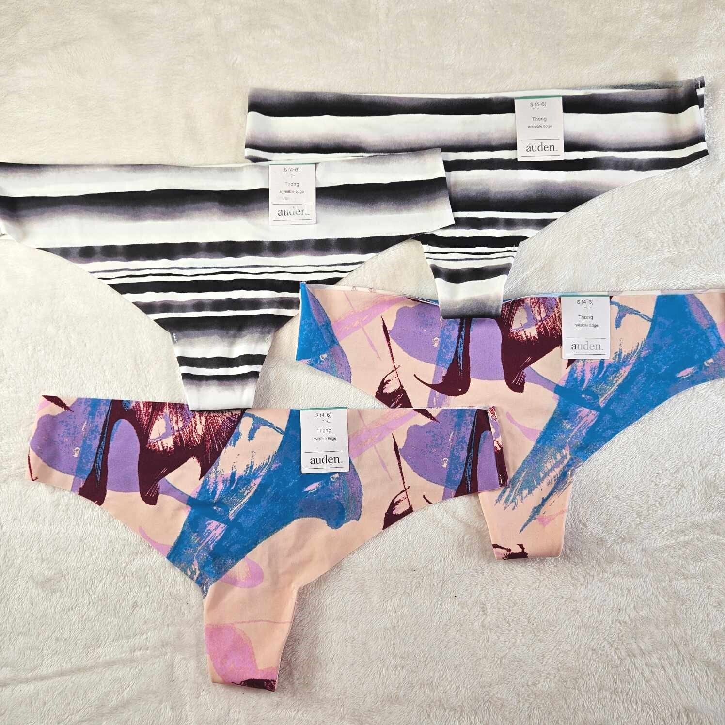 Auden 4pk Laser Cut Thong Underwear Womens Small Stretch