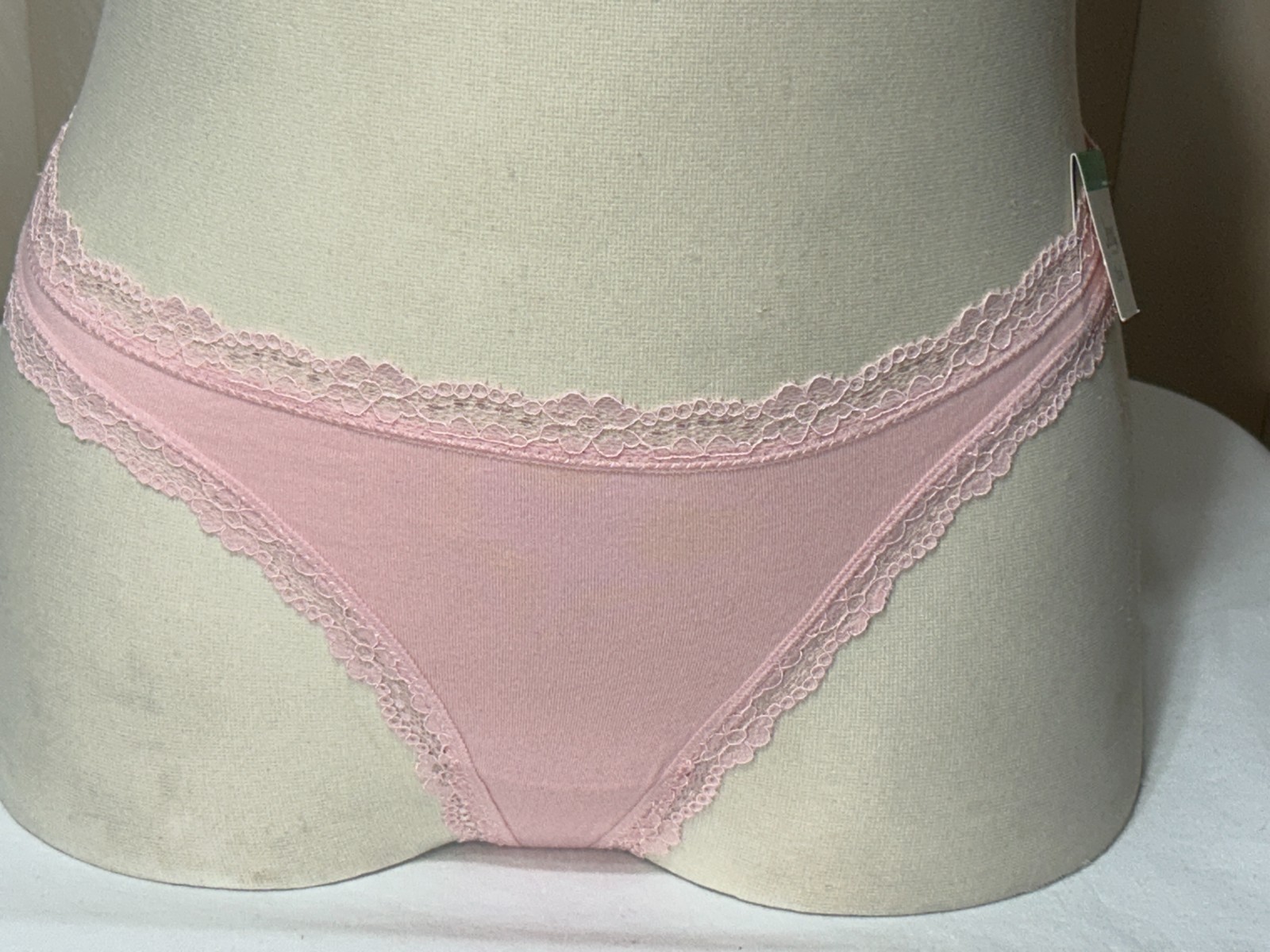 Jenni Womens Bikini Thong Underwear 1 Pair L Lace Trim Panty Peach 100138182