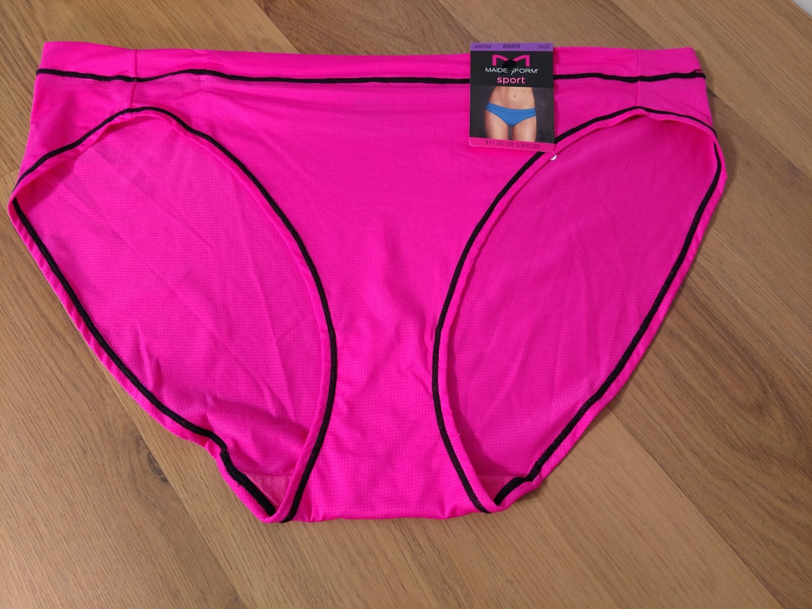 Maidenform Silky Sport Bikini, #MSFTBK, Hot Pink, 2XL