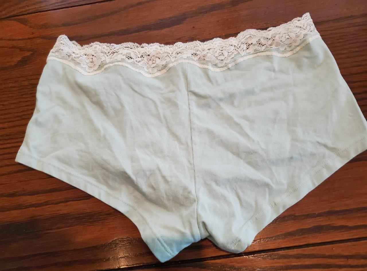 NWT RARE DKNY COTTON BOYSHORT PANTIES STRETCH LACE WAISTBAND 545114 4FC AQUA M