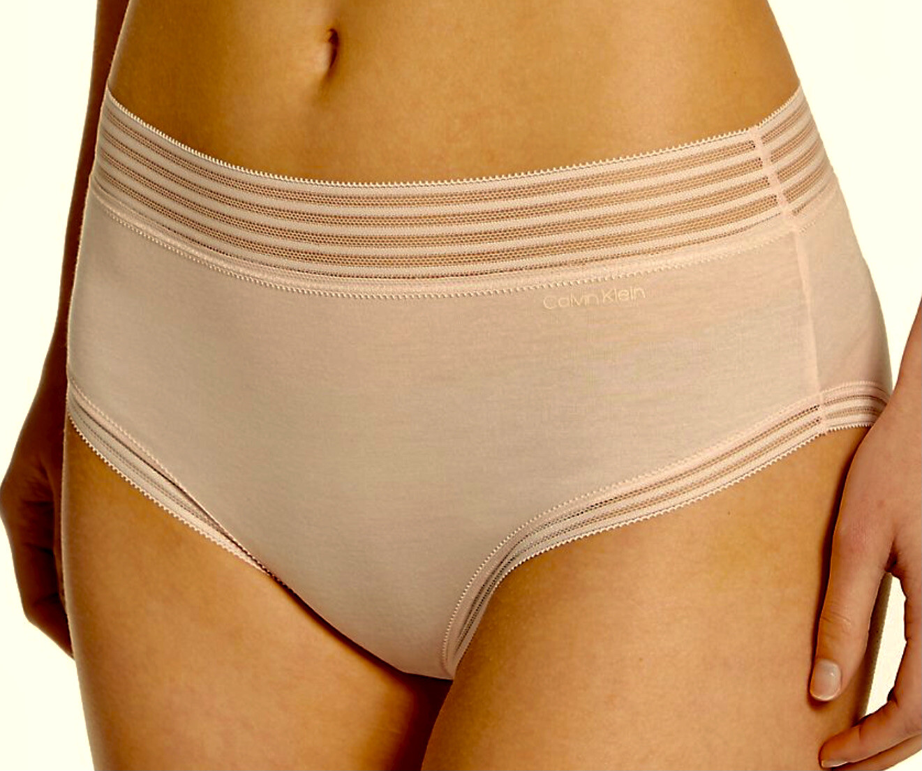 CALVIN KLEIN Striped Waistband Soft Nude Modern Brief Panty Womens XS S M L XL