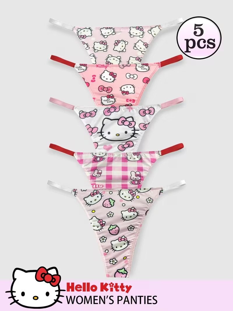 Sanrio Hello Kitty Cute Cartoon Kawaii Y2K G-String Thong Panties – Pack of 5