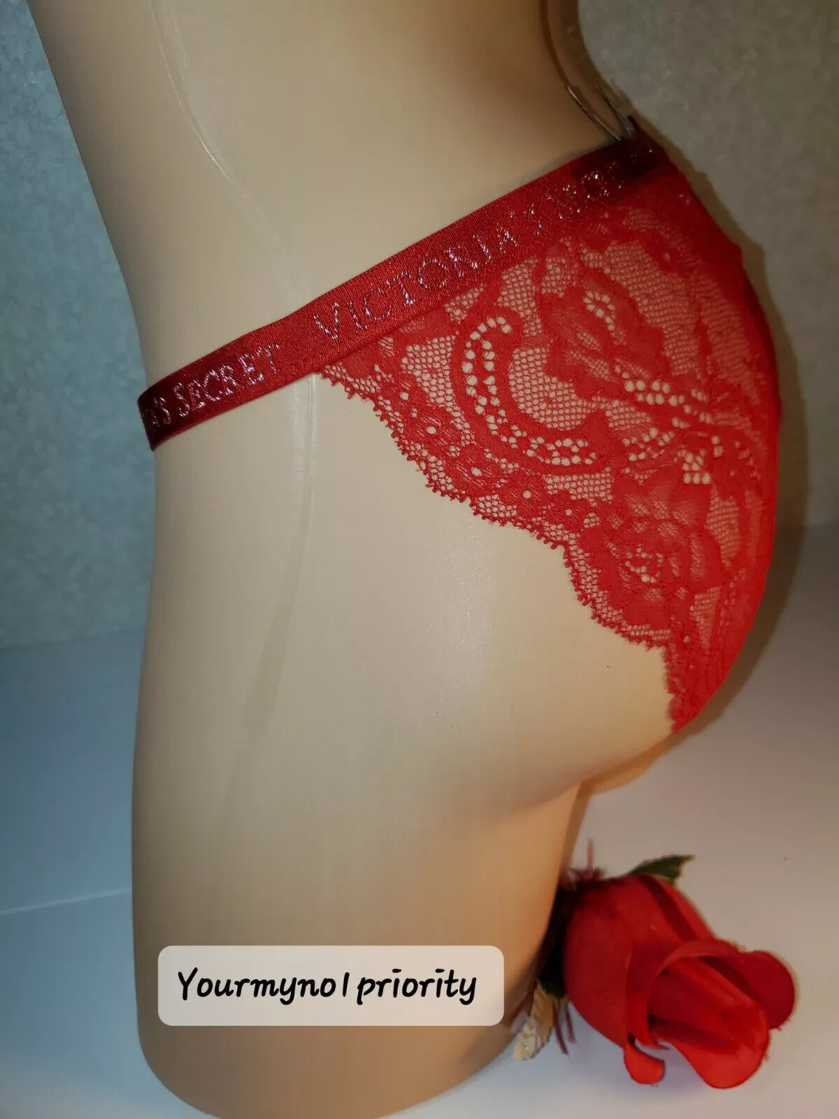 S,XL VICTORIA’S SECRET Bling Metallic Shimmer Logo String Bikini Panty Lace Back