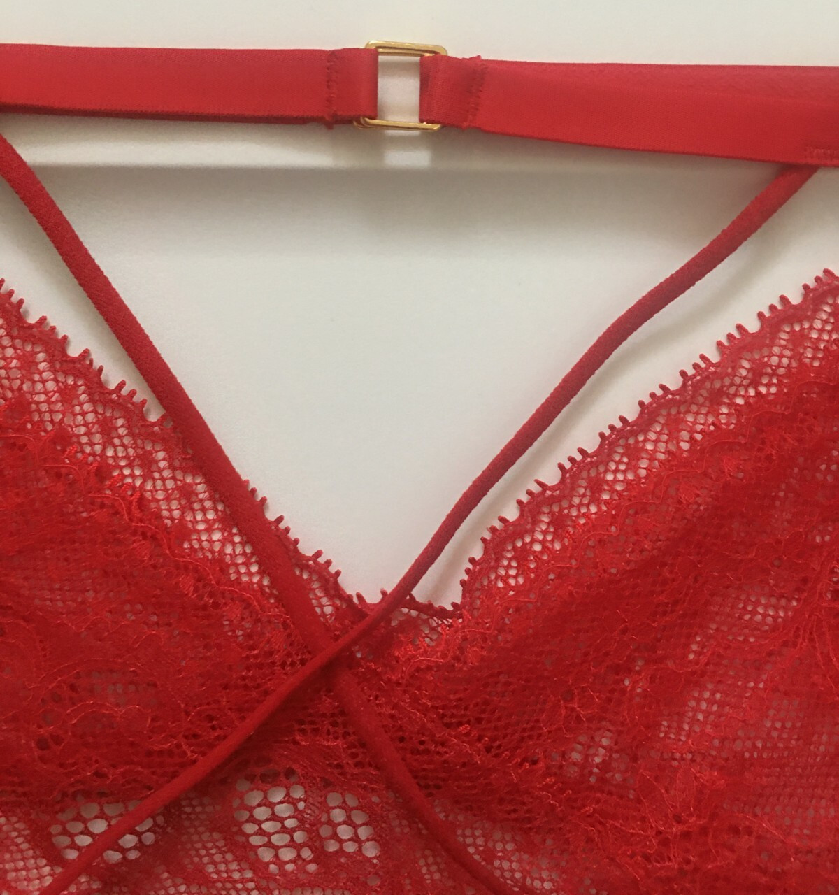 Victorias Secret Red Cheeky Panties With Garter Size L Luxe Lace High Waist NWT