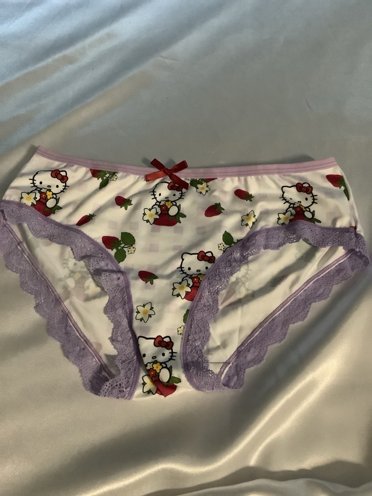 Women’s Teens Hello Kitty Strawberry Kawaii Pink Purple Blue Brief Panties 3pk M